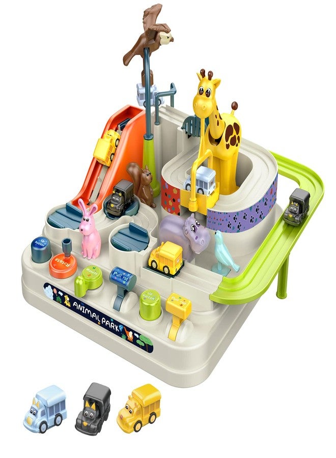Ferthor Fun Car Rescue Adventure Toys for Boys - Race Tracks with Zoo Ramp & 3 Mini Cars for 3-6 Year Olds - Image 1